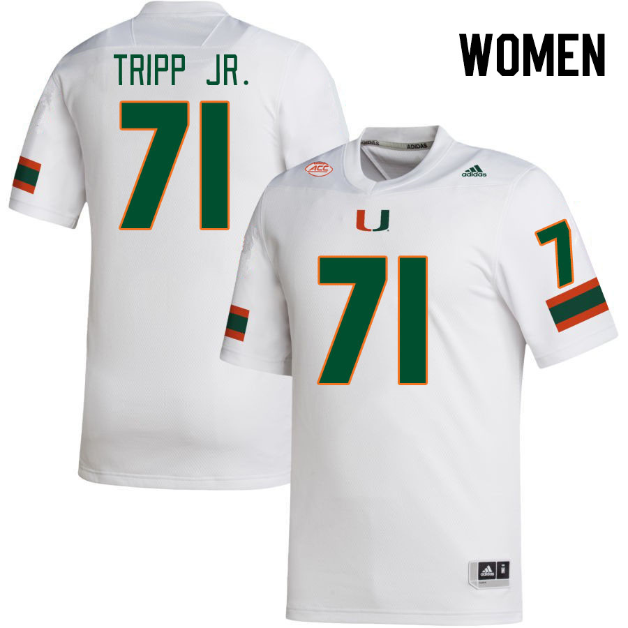 Women #71 Antonio Tripp Jr. Miami Hurricanes College Football Jerseys Stitched-White